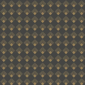 Closeup of a wallpaper showing its Art-Deco, Geometric pattern, color, and subtle texture.