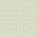 Closeup of a wallpaper showing its Art-Deco, Neutrals, Two-tone pattern, color, and subtle texture.