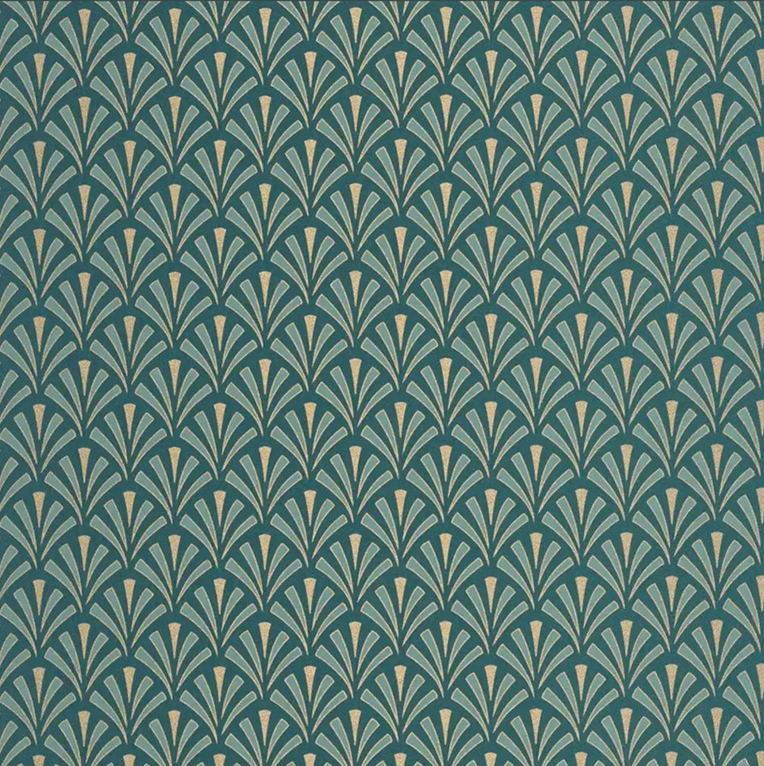 Closeup of a wallpaper showing its Art-Deco, Contemporary pattern, color, and subtle texture.
