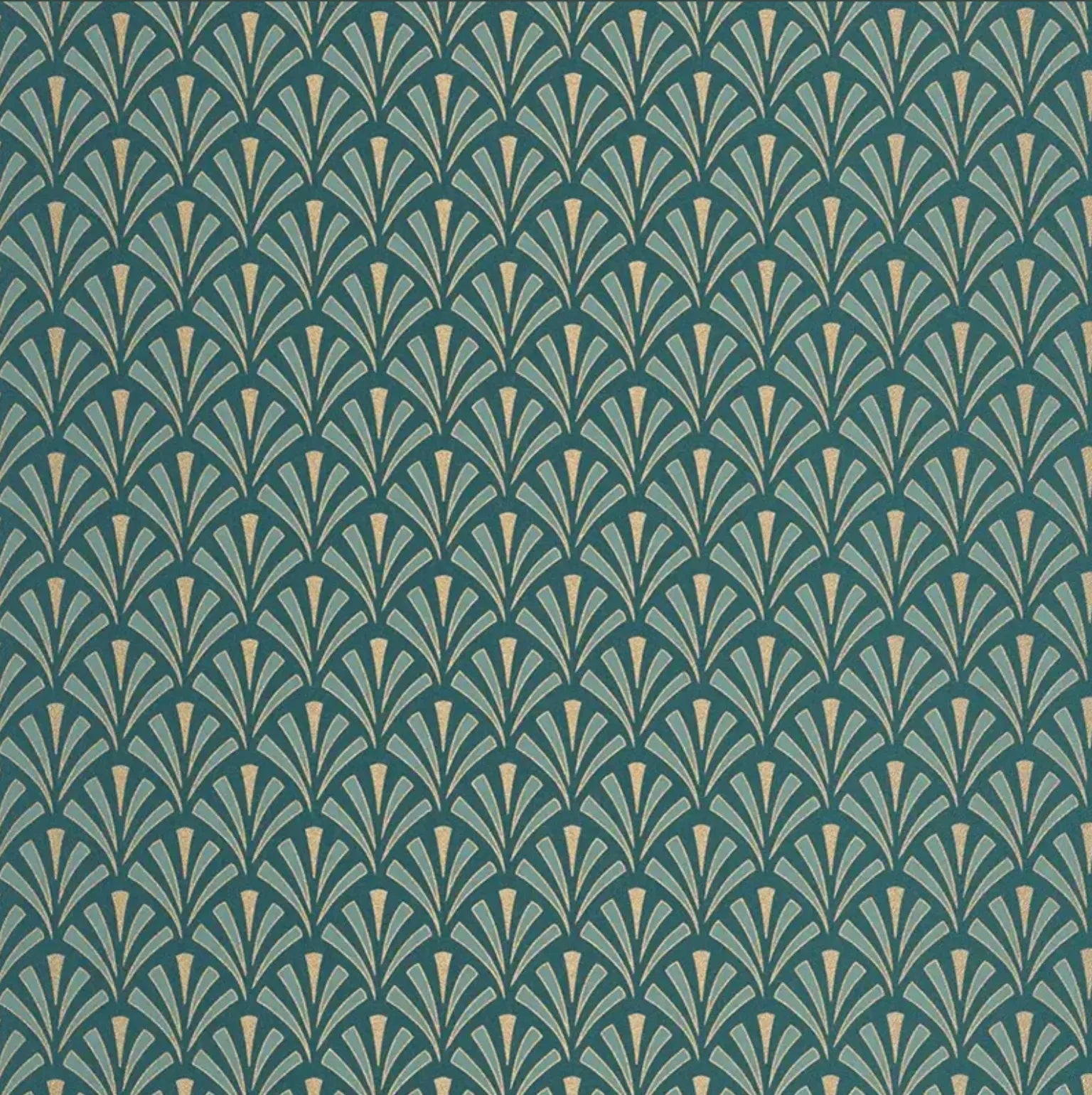 Closeup of a wallpaper showing its Art-Deco, Contemporary pattern, color, and subtle texture.