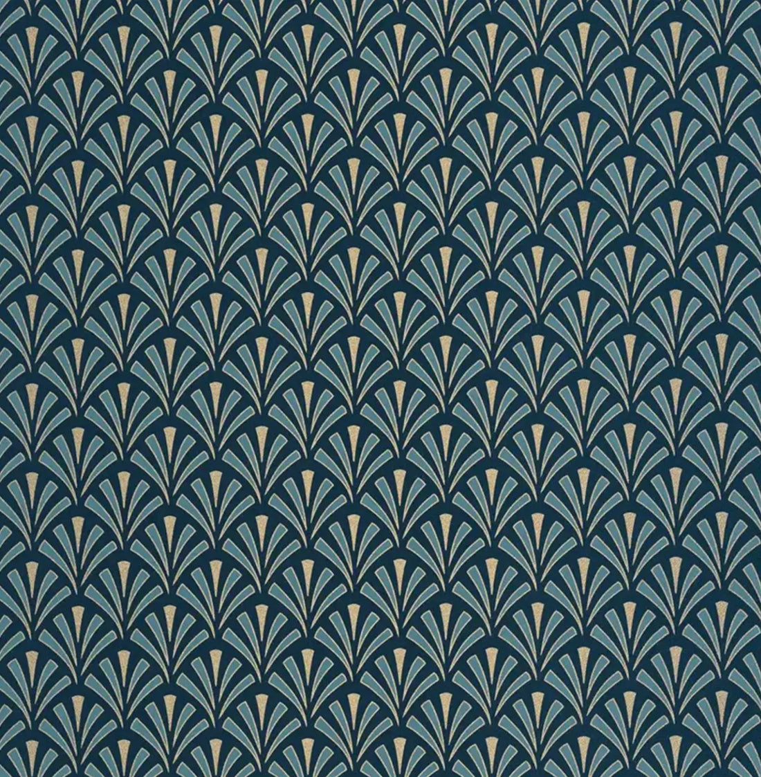 Closeup of a wallpaper showing its Art-Deco, Contemporary pattern, color, and subtle texture.