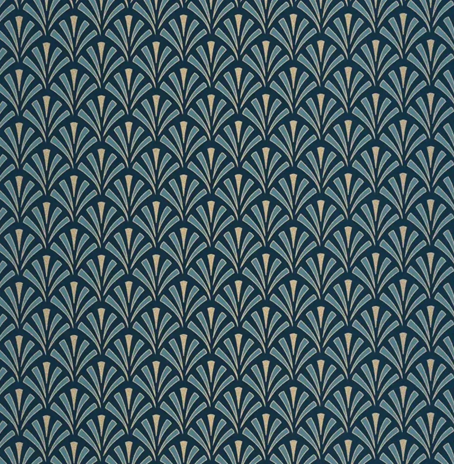 Closeup of a wallpaper showing its Art-Deco, Contemporary pattern, color, and subtle texture.
