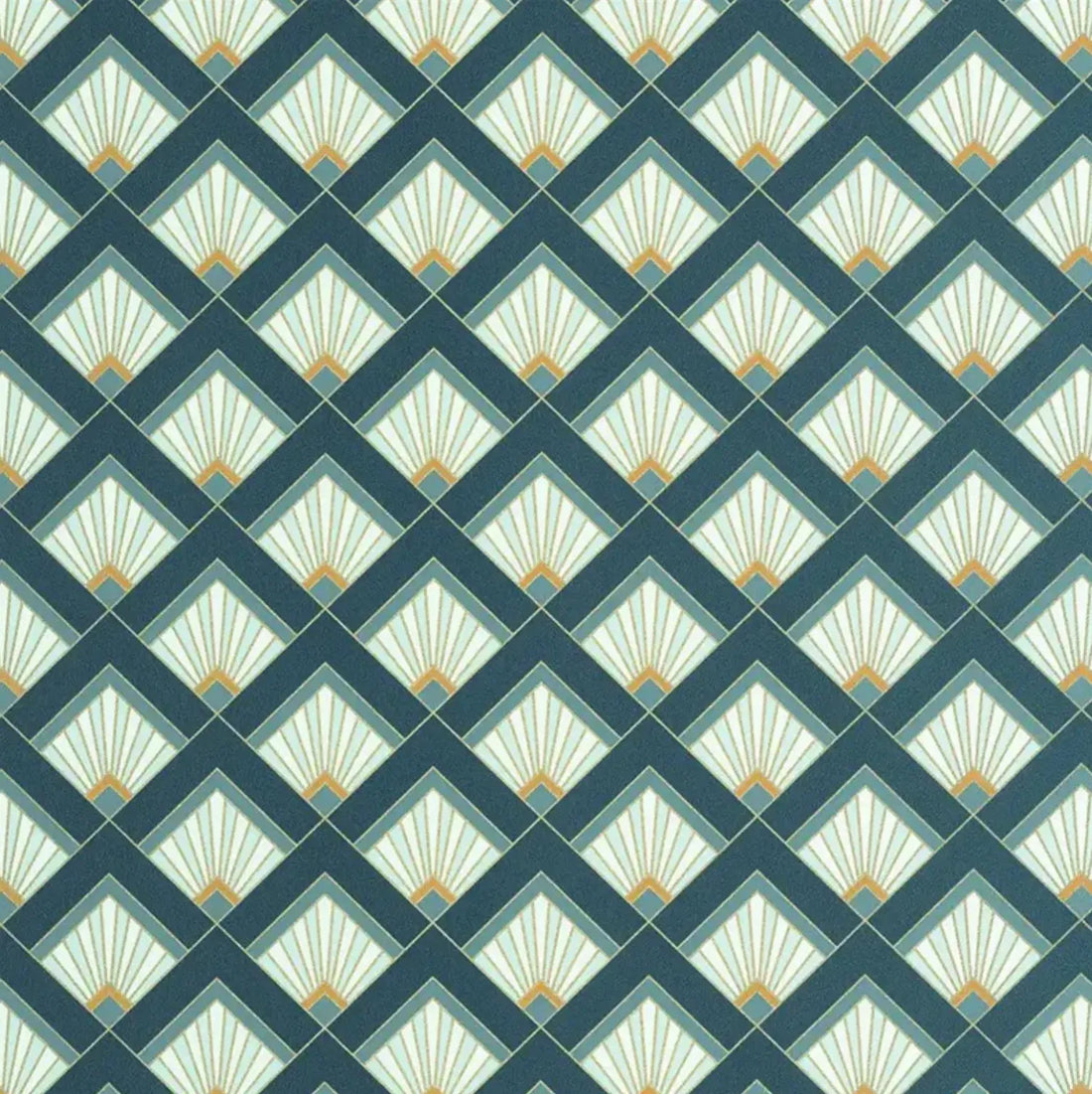 Closeup of a wallpaper showing its Art-Deco, Contemporary, Geometric pattern, color, and subtle texture.