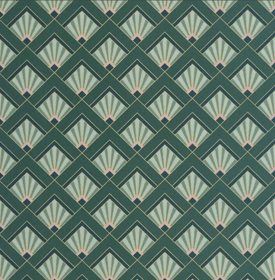 Closeup of a wallpaper showing its Art-Deco, Contemporary, Geometric pattern, color, and subtle texture.