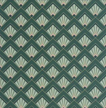 Closeup of a wallpaper showing its Art-Deco, Contemporary, Geometric pattern, color, and subtle texture.