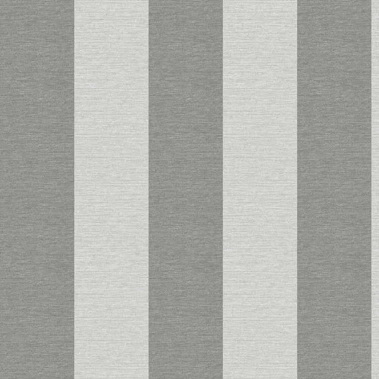 Closeup of a wallpaper showing its Contemporary, Grey, Metallic, Monochrome, Silver, Stripes, Two-tone pattern, color, and subtle texture.