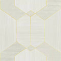 Closeup of a wallpaper showing its Geometric, White, Wood-veneer pattern, color, and subtle texture.