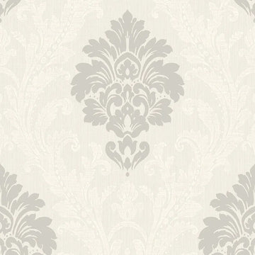 Closeup of a wallpaper showing its Damask, Neutrals, Textures, Two-tone pattern, color, and subtle texture.