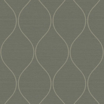 Closeup of a wallpaper showing its Brown, Contemporary, Green, Trellis, Unicolour pattern, color, and subtle texture.