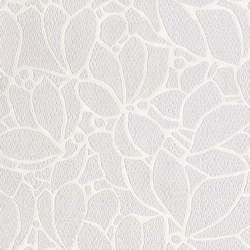 White floral pattern on a textured white background