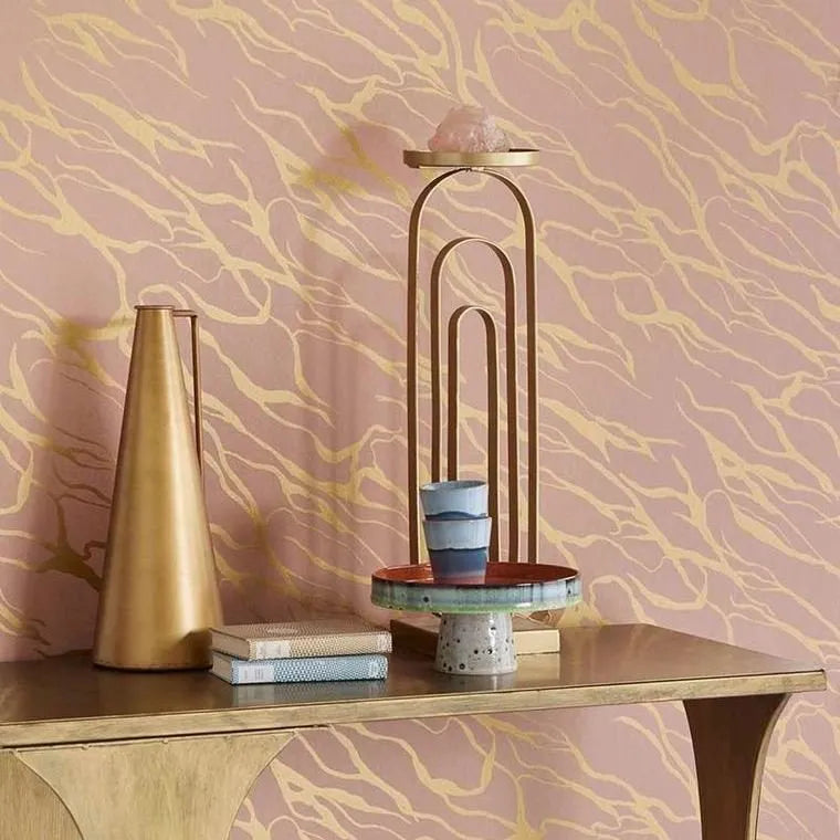 Closeup of a wallpaper showing its Geometric pattern, color, and subtle texture.