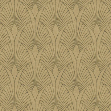 Closeup of a wallpaper showing its Art-Deco, Gold, Neutrals pattern, color, and texture.