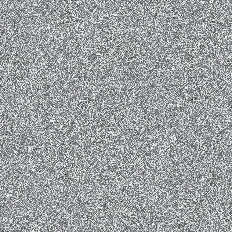 Closeup of a wallpaper showing its Black, Contemporary, Floral, Grey, Monochrome pattern, color, and subtle texture.