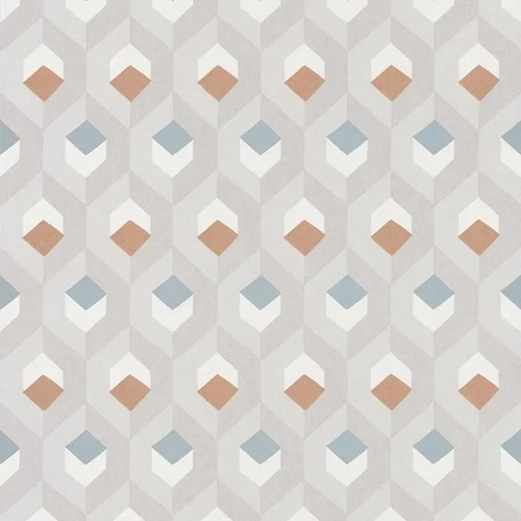 Closeup of a wallpaper showing its Contemporary, Geometric, Neutrals, Two-tone pattern, color, and subtle texture.