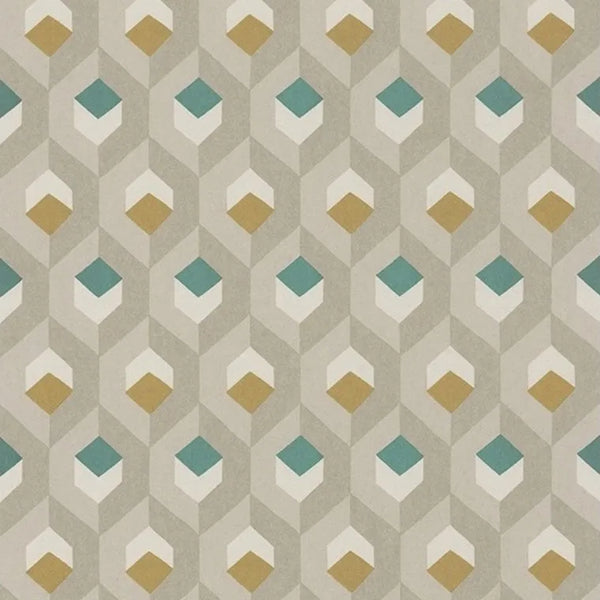 Closeup of a wallpaper showing its Contemporary, Geometric, Multicolour, Neutrals pattern, color, and subtle texture.