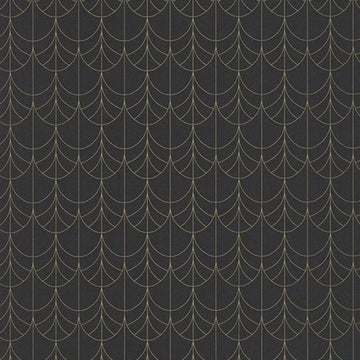 Closeup of a wallpaper showing its Art-Deco, Contemporary, Dramatic, Two-tone pattern, color, and subtle texture.