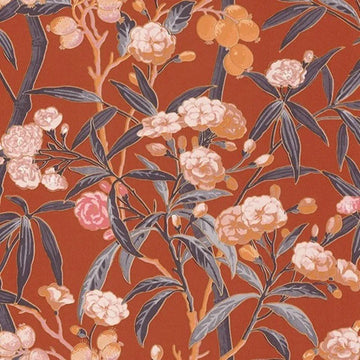 Closeup of a wallpaper showing its Contemporary, Floral, Multicolour, Nature pattern, color, and subtle texture.