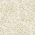 Closeup of a wallpaper showing its Cream, Damask, Floral, Neutrals, Two-tone pattern, color, and subtle texture.