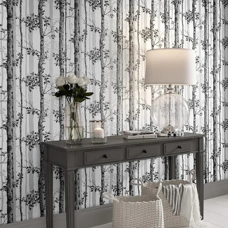 Closeup of a wallpaper showing its Monochrome, Nature pattern, color, and subtle texture.