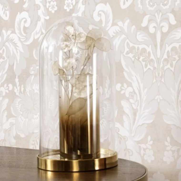 Closeup of a wallpaper showing its Contemporary, Floral, Two-tone pattern, color, and subtle texture.