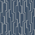 Closeup of a wallpaper showing its Blue, Contemporary, Geometric, Silver, Two-tone pattern, color, and subtle texture.