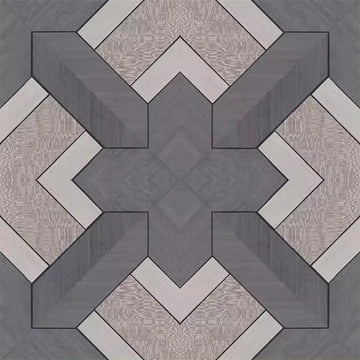 Closeup of a wallpaper showing its Black, Geometric, Taupe, Wood-veneer pattern, color, and subtle texture.