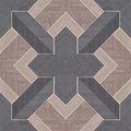 Closeup of a wallpaper showing its Black, Brown, Geometric, Wood-veneer pattern, color, and subtle texture.