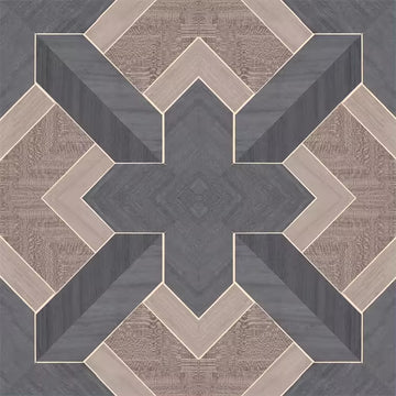 Closeup of a wallpaper showing its Black, Brown, Geometric, Wood-veneer pattern, color, and subtle texture.