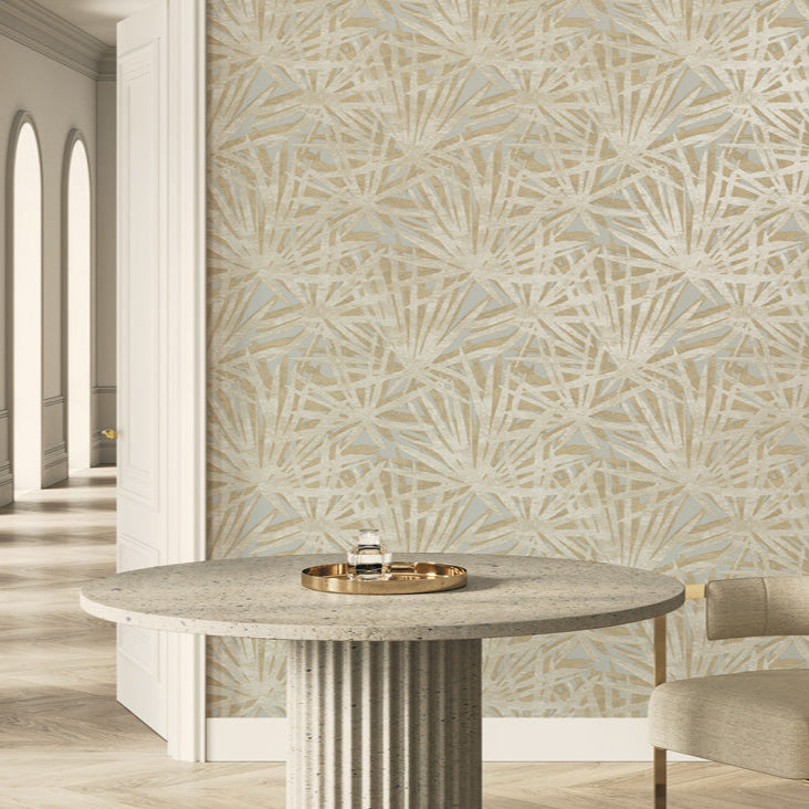 Gold geometric pattern on a blue background