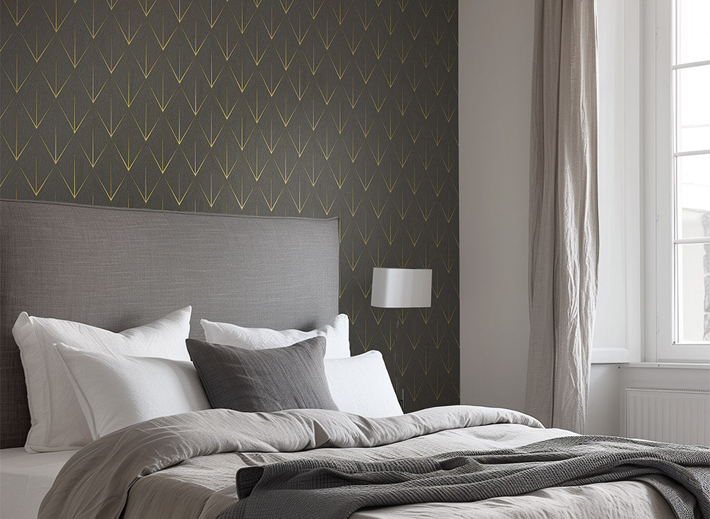 Geometric pattern with diamond design on a light gray background