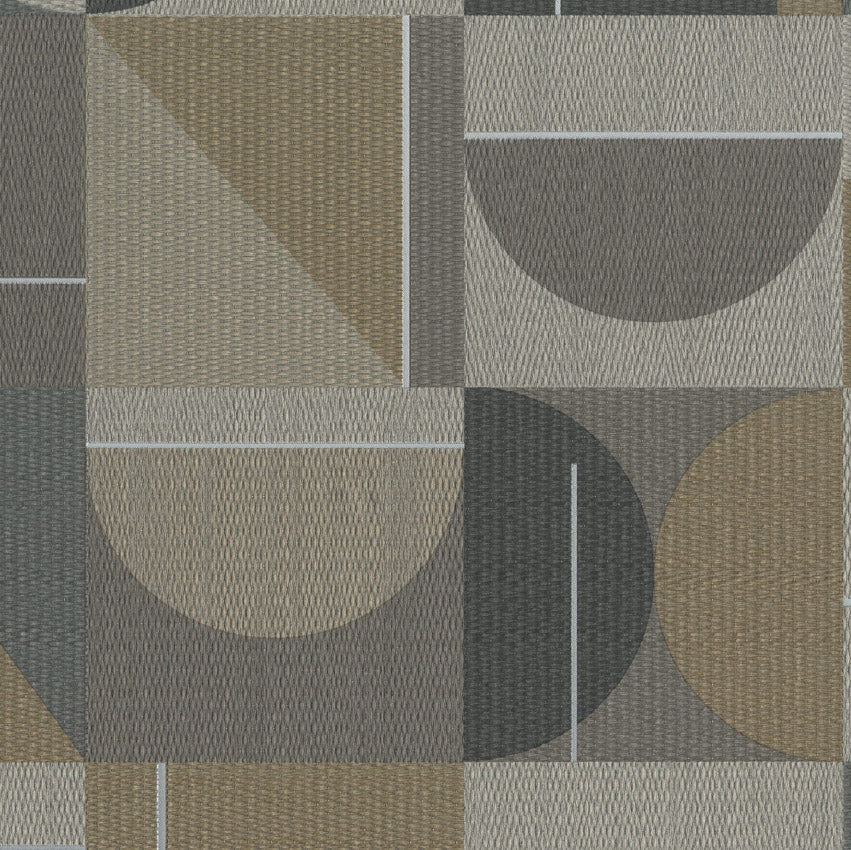 Geometric pattern with shapes in brown, gray, and beige on a textured background