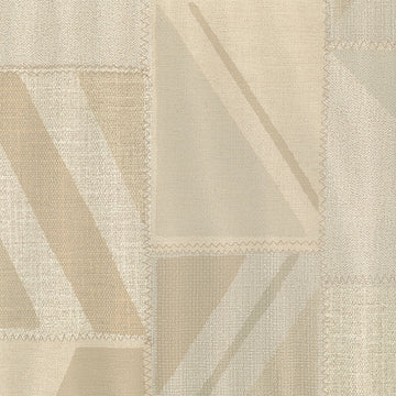 Textured fabric with geometric pattern in beige and brown tones