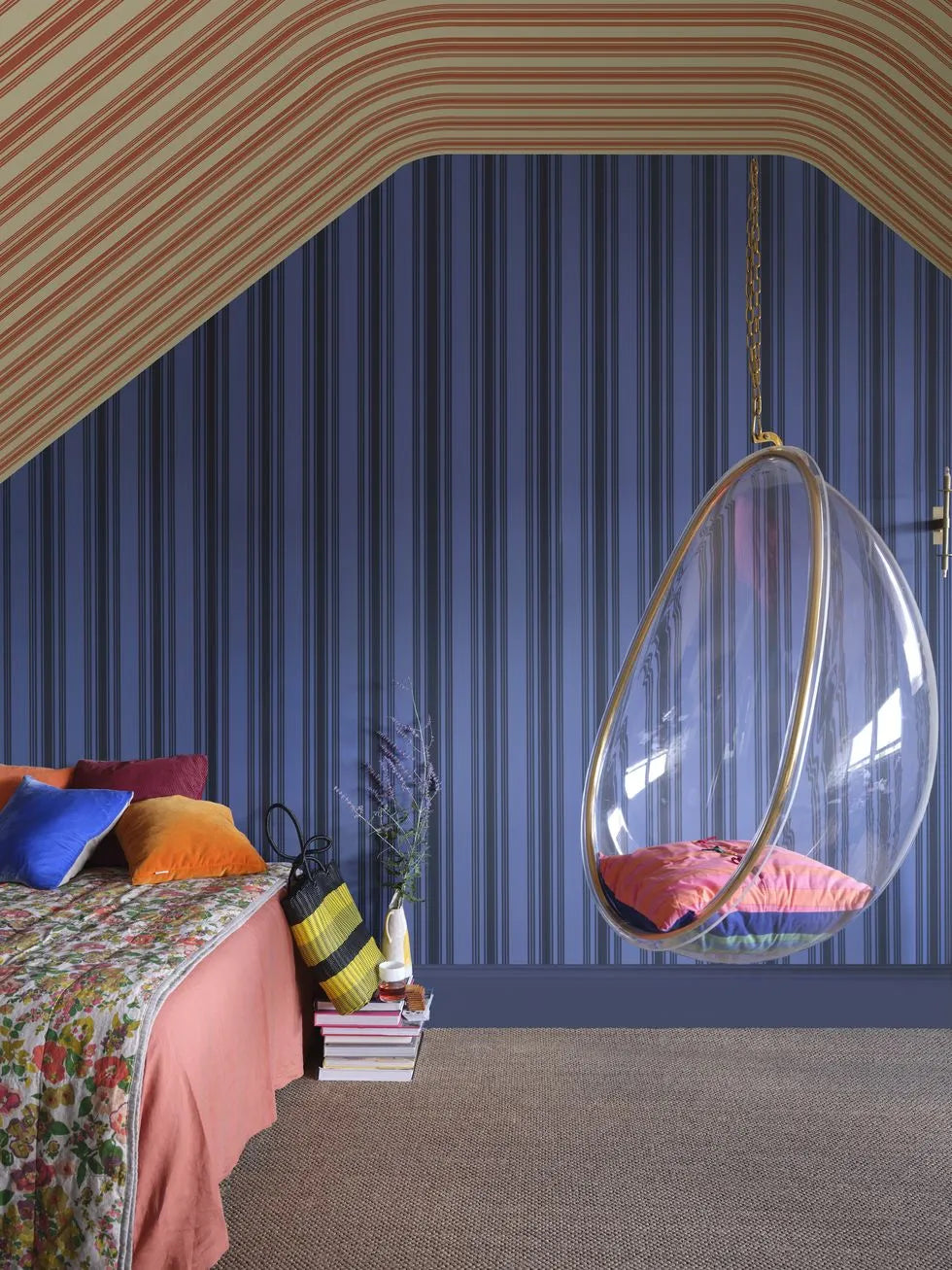 farrow and ball tented stripe Farrow & Ball Light Blue Tented Stripe Wallpaper ST1368
