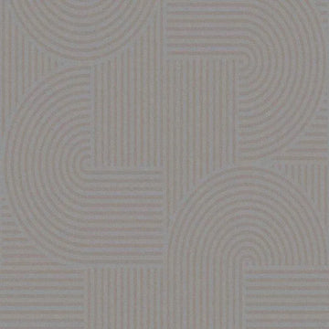 Closeup of a wallpaper showing its Art-Deco, Contemporary, Taupe pattern, color, and subtle texture.