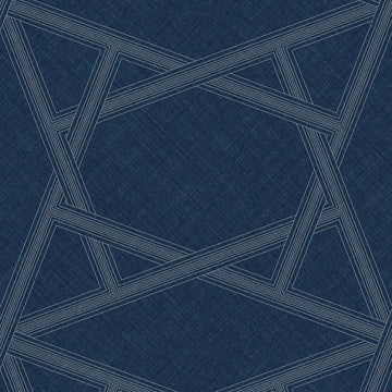 Closeup of a wallpaper showing its Blue, Contemporary, Geometric pattern, color, and subtle texture.