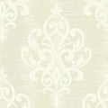 Closeup of a wallpaper showing its Cream, Damask, Neutrals pattern, color, and subtle texture.