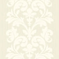 Closeup of a wallpaper showing its Cream, Damask, Neutrals, Two-tone pattern, color, and subtle texture.