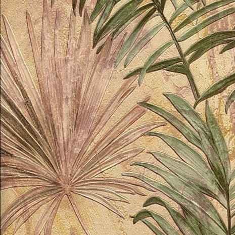 Artistic depiction of palm leaves on a textured beige background