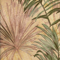 Artistic depiction of palm leaves on a textured beige background