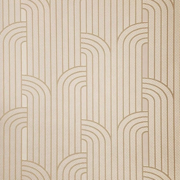 Textured beige patterned wallpaper with wavy lines on a white background
